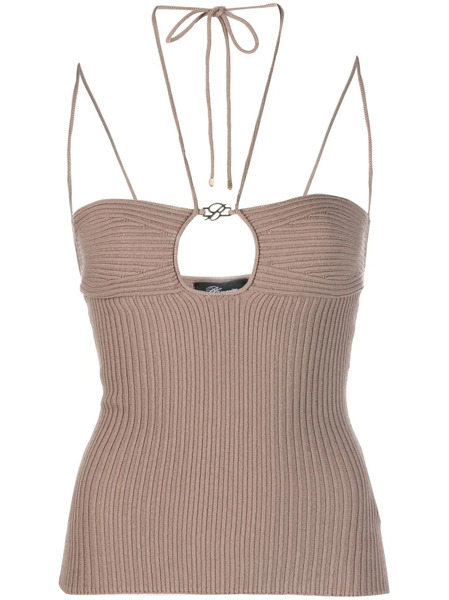  Blumarine Halterneck Knitted Top - Brown 