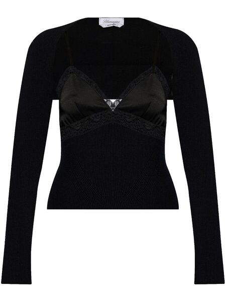  Blumarine Lace-panel Knitted Top - Black 