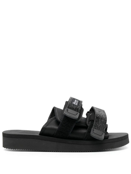  Blumarine Logo-patch Touch-strap Slides - Black 