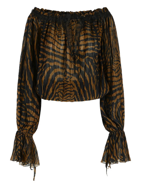  Blumarine Zebra-pattern Blouse - Brown 