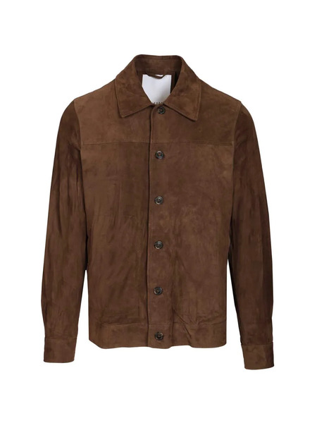  Blusotto Button Suede Overshirt - Brown 