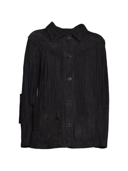  Blusotto Fringed Letaher Jacket - Black 