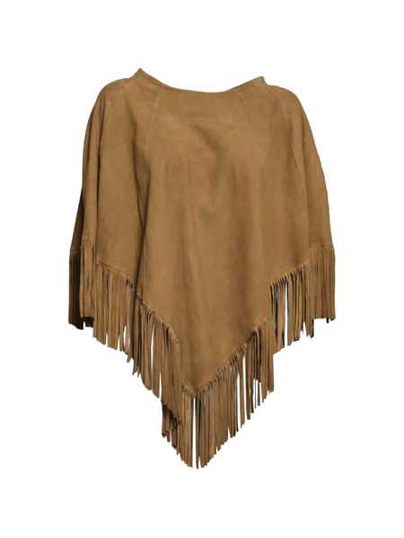  Blusotto Irene Fringed Poncho - Brown 