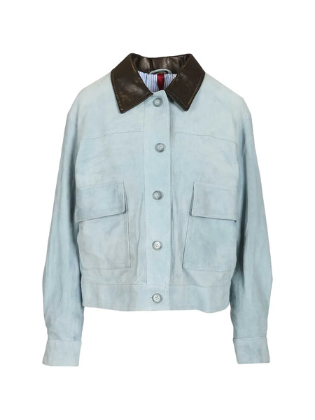  Blusotto Matilde Contrast-collar Jacket - Blue 