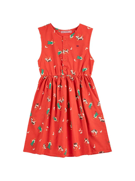  Bobo Choses Farm Adventure Button Print Dress - Red 