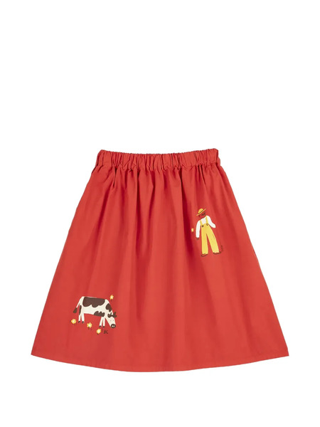  Bobo Choses Farm Adventure Elasticated Print Skirt - Red 