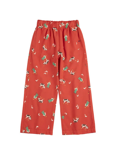  Bobo Choses Farm Adventure Elasticated Woven Printed Trousers - Red 