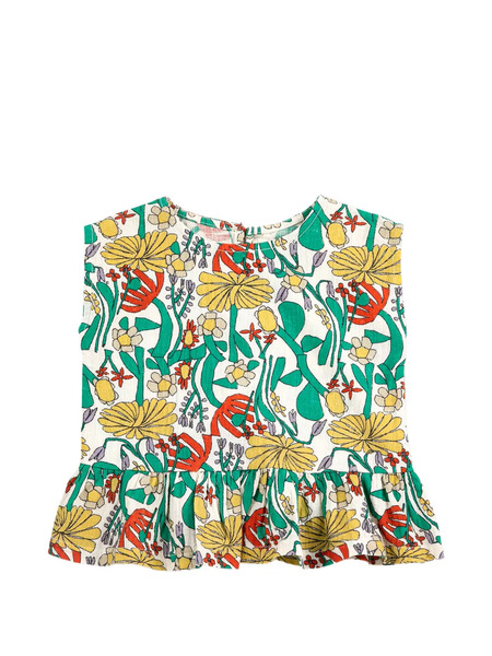  Bobo Choses Floral-print Ruffled Top - Neutrals 