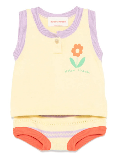  Bobo Choses Flower Knitted Set - Yellow 