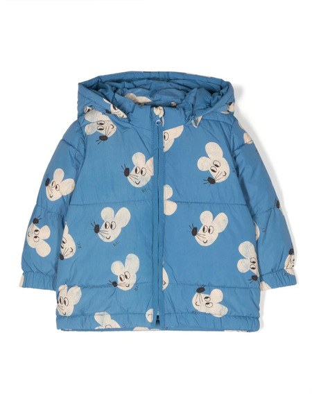  Bobo Choses Mouse All Over Padded Hooded Jacket - Blue 