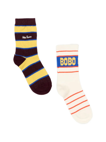  Bobo Choses Two-set Striped Socks - Brown 