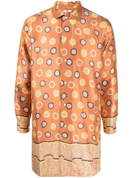  Bode All-over Graphic Print Silk Shirt - Brown 