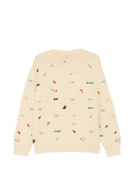  Bode Animal-embroidery Sweater - Neutrals 