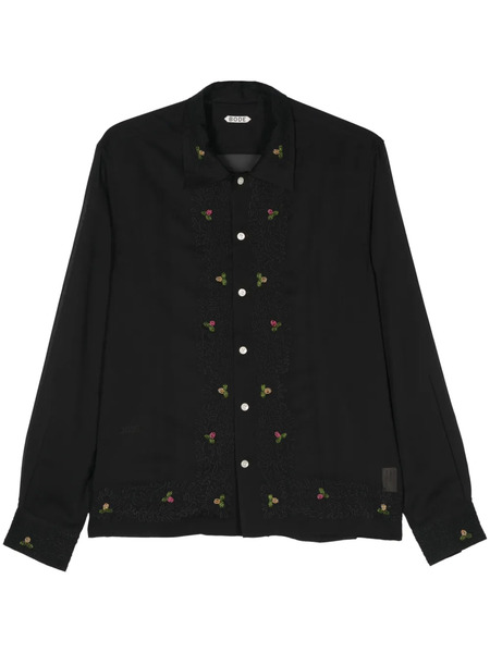  Bode Beaded Framboise Semi-sheer Shirt - Black 