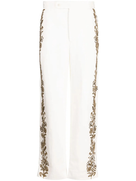  Bode Beaded Straight-leg Trousers - Neutrals 