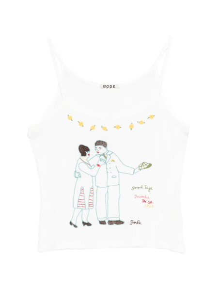  Bode Companion Embroidered Tank Top - White 