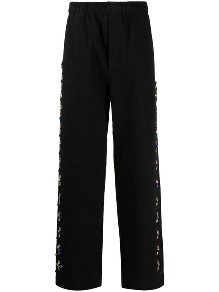  Bode Concord Beaded Cotton Trousers - Black 
