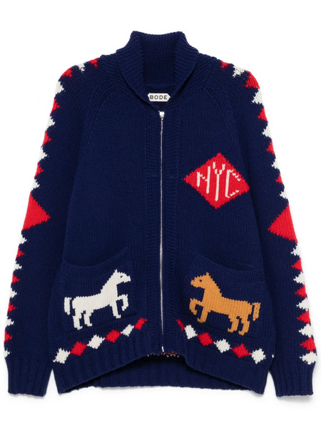  Bode Diamond Corral Cardigan - Blue 
