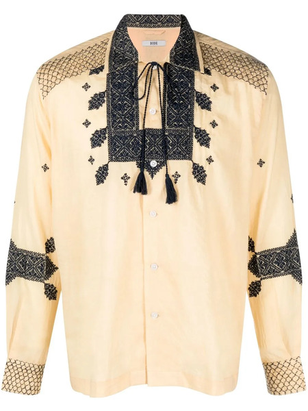 Bode Eastern Mosaic Cotton Shirt - Neutrals 