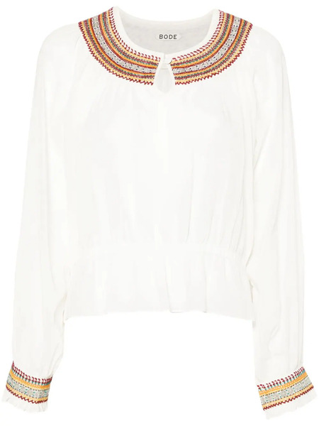  Bode Embroidered Cotton Blouse - White 
