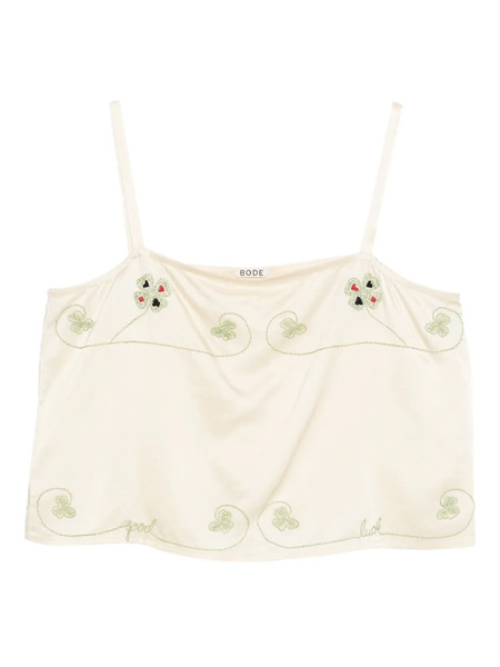  Bode Floral-embroidered Tank Top - Neutrals 