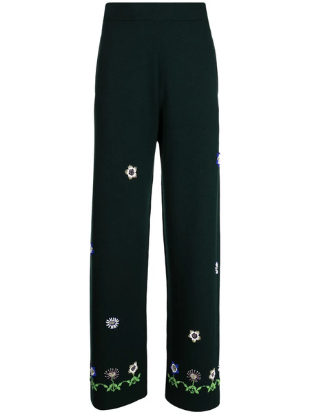  Bode Floral-embroidered Wool Trousers - Green 