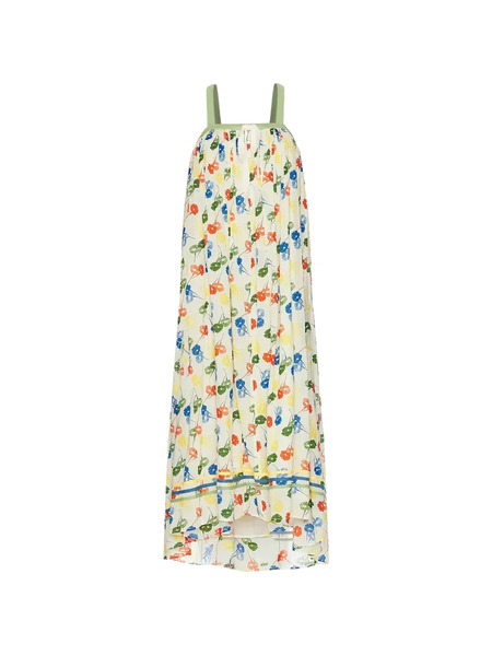  Bode Flower Stamp Midi Dress - Neutrals 