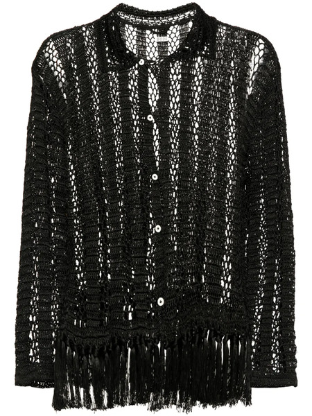  Bode Open-knit Fringed Shirt - Black 