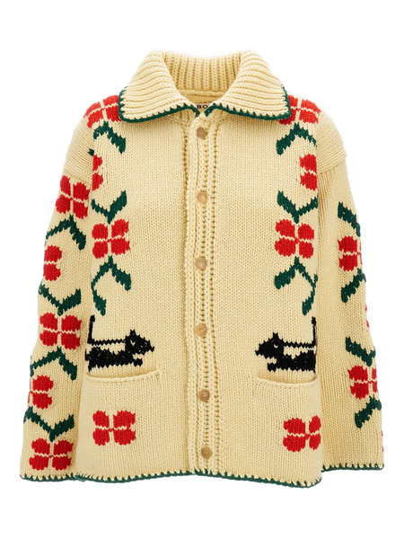  Bode Patterned-intarsia Cardigan - Neutrals 