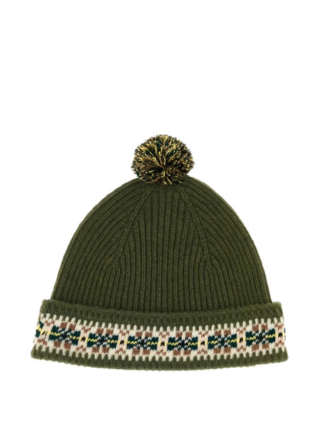  Bode Pompom Patterned Beanie Hat - Green 