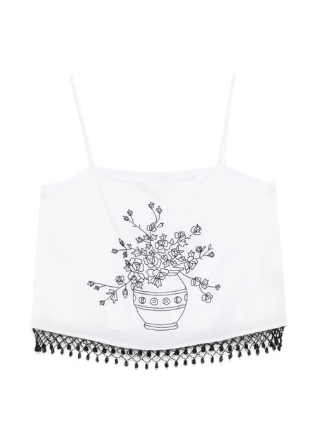  Bode Rosebloom Floral-print Top - White 