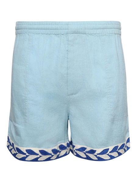  Bode Seedling Stripe Linen Shorts - Blue 