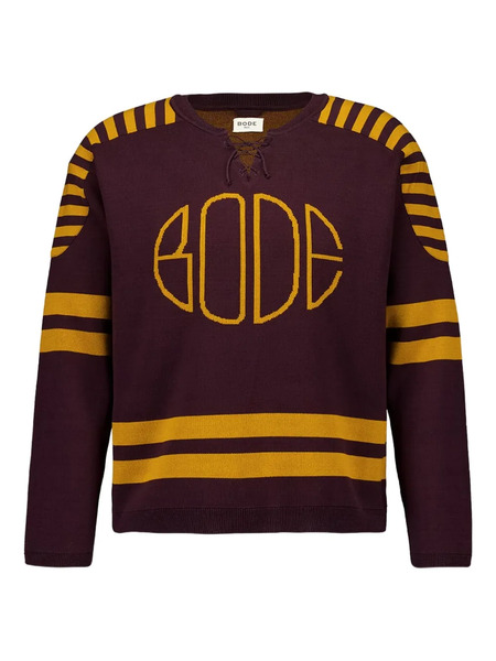  Bode Striped Lace-up Sweater - Brown 