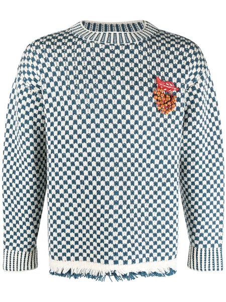  Bode Talsi Checkerboard-pattern Sweater - Blue 