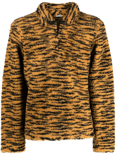  Bode Tiger-print Lace-up Jumper - Orange 