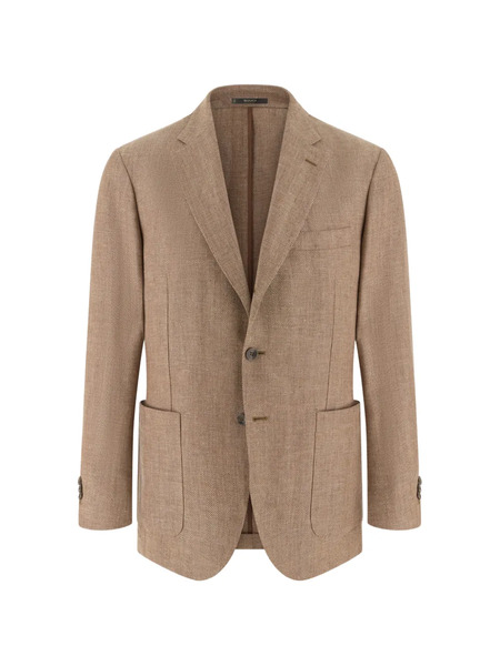  Boggi Milano Herringbone Patch Pocket Blazer - Neutrals 