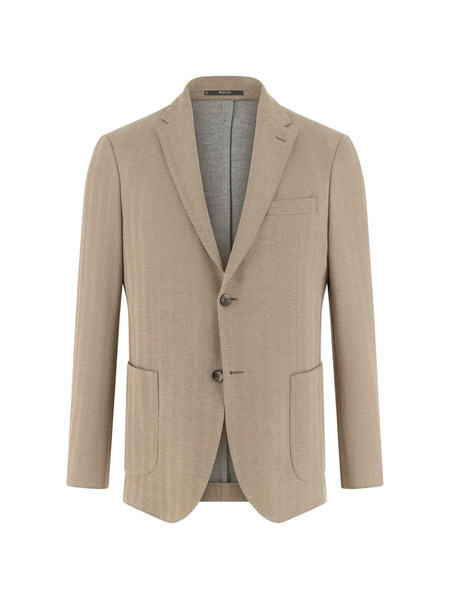  Boggi Milano Herringbone Patch Pocket Jacket - Neutrals 