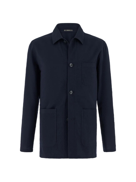  Boggi Milano Patch Pockets Wool Shirt Jacket - Blue 