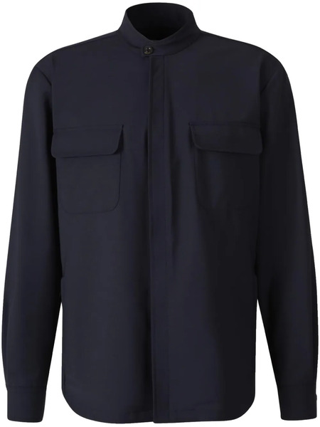  Boglioli Collarless Shirt - Blue 