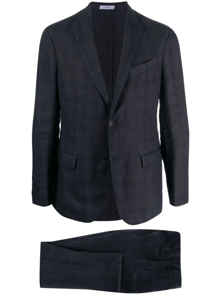  Boglioli Single-breasted Check-pattern Linen Suit - Blue 