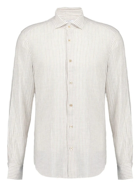  Boglioli Striped Cotton-linen Blend Shirt - Neutrals 