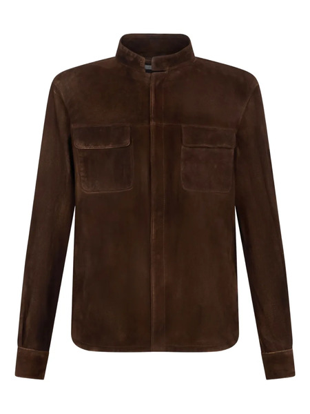  Boglioli Suede Pocketed Shirt Jacket - Brown 