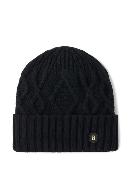  Bogner Cable-knit Logo Beanie Hat - Black 