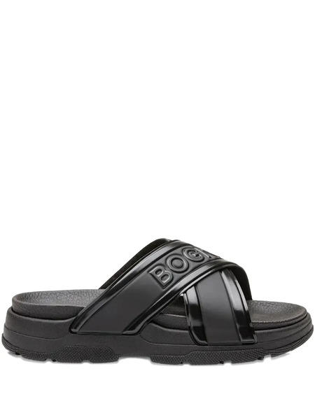  Bogner Embossed-crossover Flat Sandals - Black 