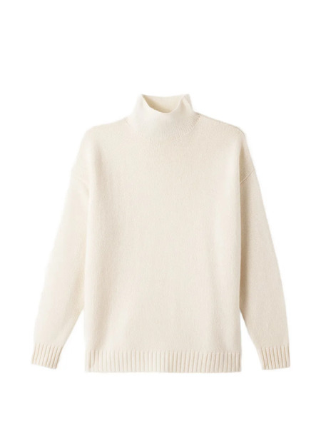  Bompard Ample High-neck Side-slit Sweater - Neutrals 
