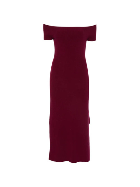  Bompard Bardot Flared Knitted Midi Dress 