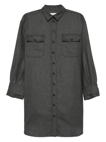  Bompard Button-front Patch-pocket Shirt Mini Dress - Grey 