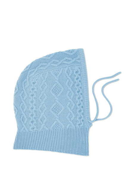  Bompard Cable-knit Tie Hood - Blue 
