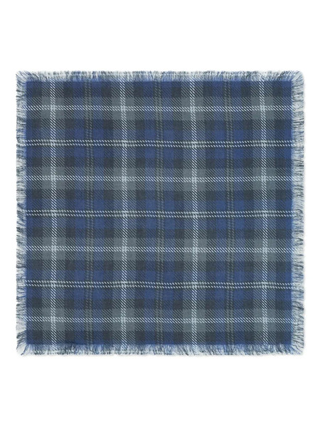  Bompard Checked Fringed Scarf - Blue 