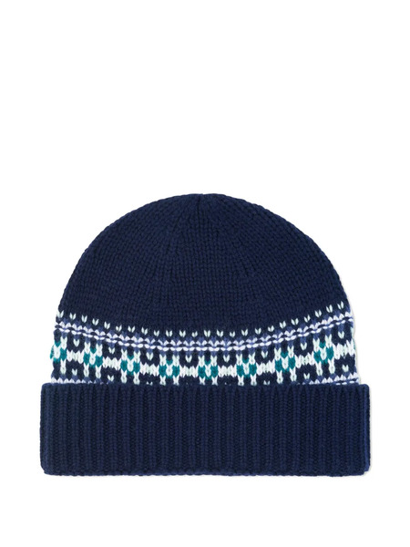  Bompard Fair-isle Jacquard Beanie Hat - Blue 